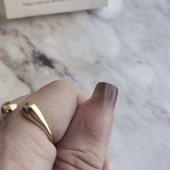 24pcs Square Press On Nails Medium White, Brown French Fake Nails - Picture 9 of 10